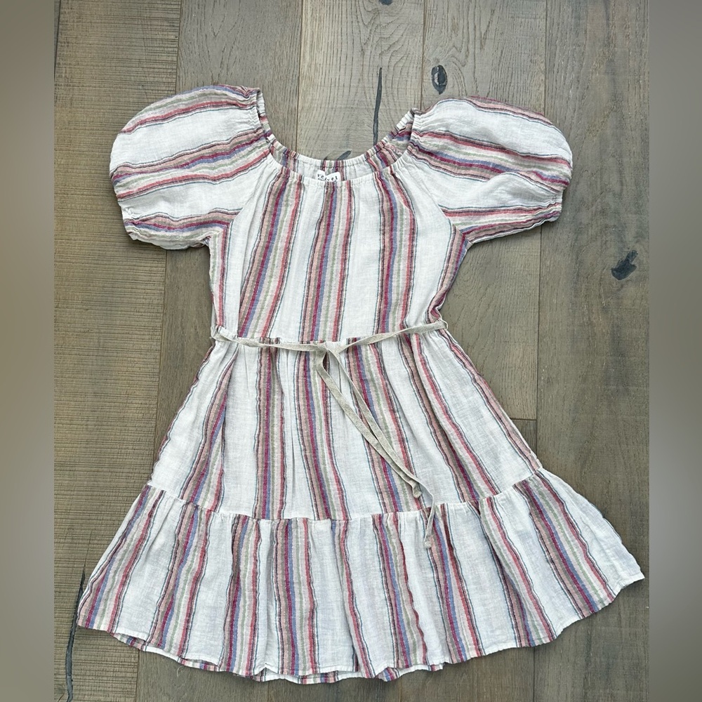 Velvet by Graham & Spencer Short Sleeve Tiered Linen Blend Dress Size XS